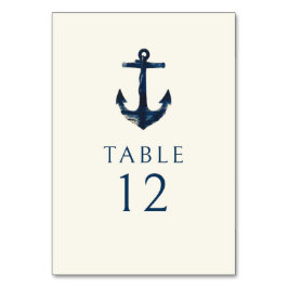 Nautical Anchor Navy Blue Modern Bröllop Bordsnummer