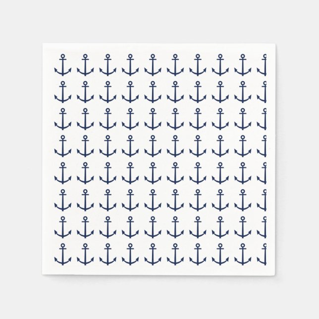 Nautical Anchor Navy Blue Pappersservett (Framsidan)