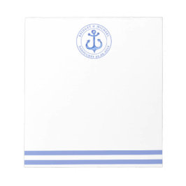 Nautical Anchor Navy Blue Personlig Bröllop Anteckningsblock