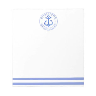 Nautical Anchor Navy Blue Personlig Bröllop Anteckningsblock
