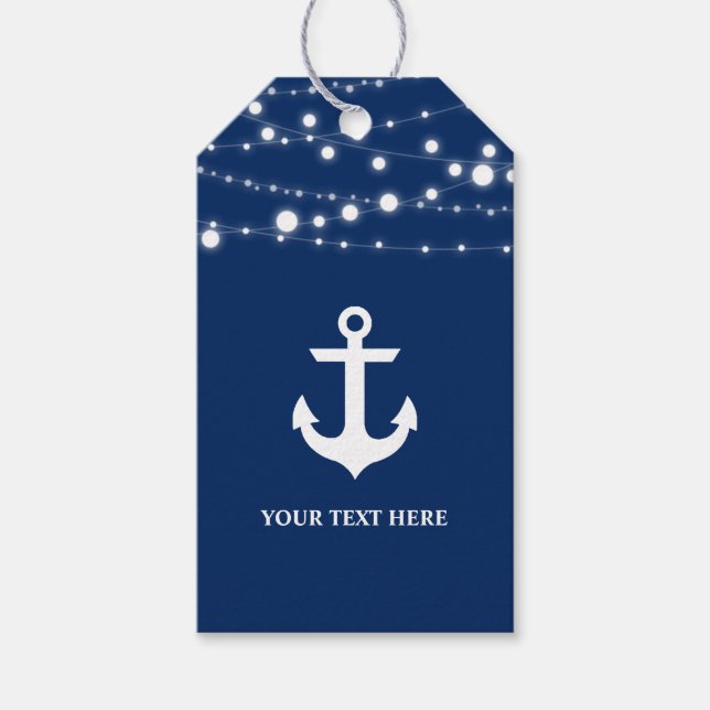 Nautical Anchor Navy Blue Personlig Presentetikett (Framsidan)