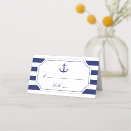 Nautical Anchor Navy Blue Rand Bröllop Placeringskort