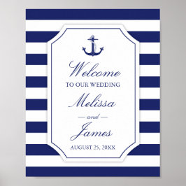 Nautical Anchor Navy Blue Rand Bröllop Poster