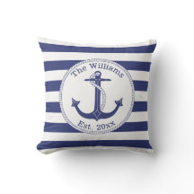 Nautical Anchor Navy Blue Rand Family Namn