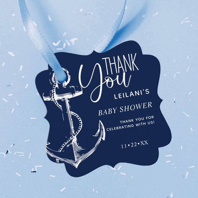 Nautical Anchor Navy Blue Tack Gåvor Etiketter (Skapare uppladdad)