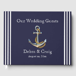 Nautical Anchor Navy Bröllop Guestbook Gästböcker
