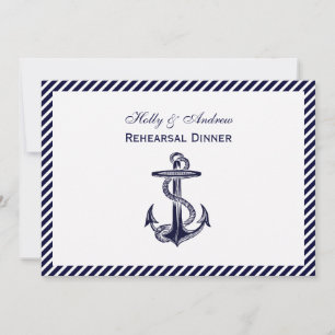 Nautical Anchor Navy Diag Rand 2H Rehearsal Din Inbjudningar