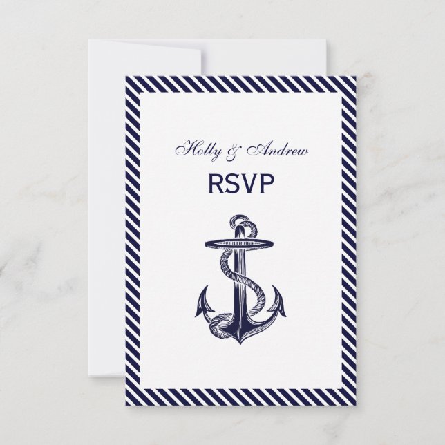 Nautical Anchor Navy Diag Rand 2V OSA Kort (Framsida)