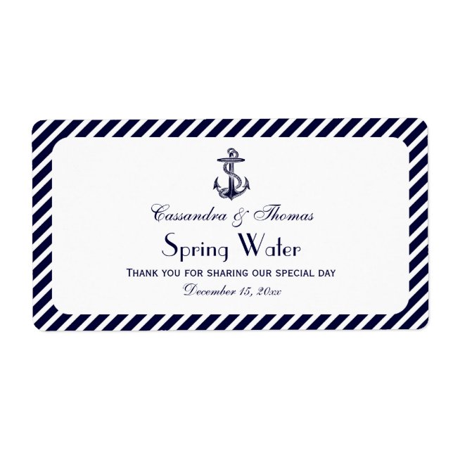 Nautical Anchor Navy Diag Stripe 2 BH Vattenflaska Fraktsedel (Framsidan)