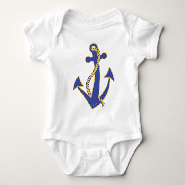 Nautical Anchor Navy med Guld Rope Tröja (Framsida)