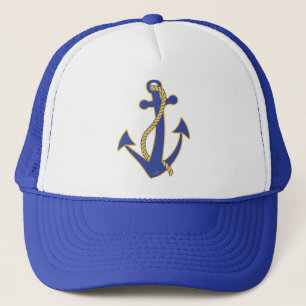 Nautical Anchor Navy med Guld Rope Truckerkeps