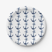Nautical Anchor Navy Modern Boy Shower Plate