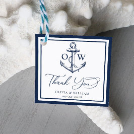 Nautical Anchor Navy Monogram Tack Bröllop Gåvor Etiketter