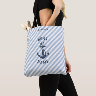 Nautical Anchor Navy Rand Boat Namn Tygkasse