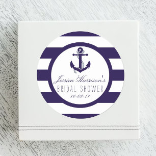 Nautical Anchor Navy Rand Möhippa Favor Runt Klistermärke