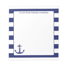 Nautical Anchor Navy Rand Personlig 5,5 x 6 Anteckningsblock