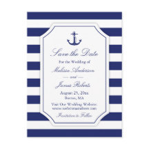 Nautical Anchor Navy Stripe Bröllop Fästmö Datum