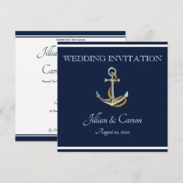 Nautical Anchor - Navy & White Bröllop Inbjudningar