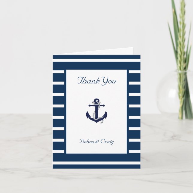 Nautical Anchor, Navy, White Bröllop Tack (Framsida)