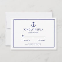 Nautical Anchor Navy & White Minimalist Bröllop