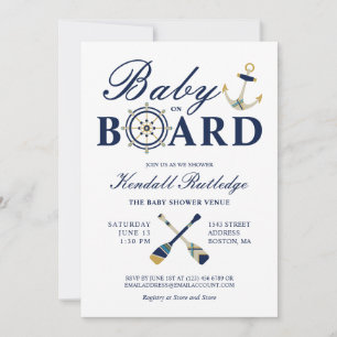 Nautical Anchor Oars Baby ombord på pojkbabyskor Inbjudningar