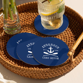 Nautical Anchor Oars Blue Family Sjö House Underlägg Papper Rund