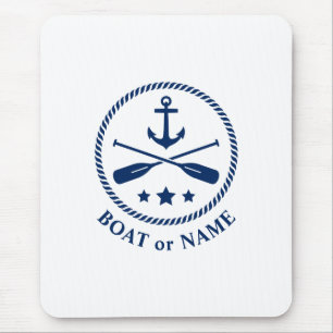 Nautical Anchor & Oars Ditt fartyg eller Namn-mari Musmatta