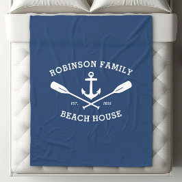 Nautical Anchor Oars Family Namn Beach Sjö House Fleecefilt