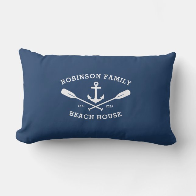 Nautical Anchor Oars Family Namn Beach Sjö House Lumbarkudde (Framsida)