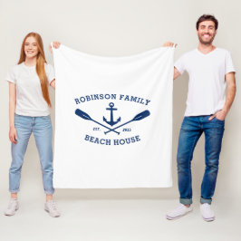 Nautical Anchor Oars Family Namn och Beach House Fleecefilt
