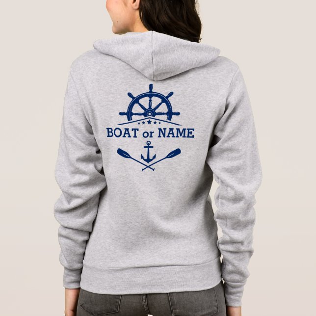 Nautical Anchor Oars Fraktass Wheel Helm Boat Namn T Shirt (Baksida)