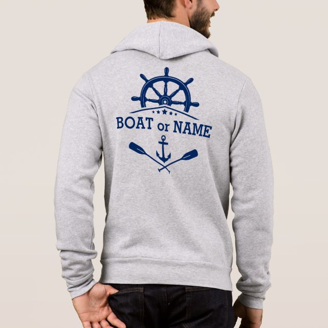 Nautical Anchor Oars Fraktass Wheel Helm Boat Namn T Shirt (Baksida)