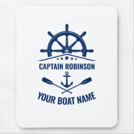 Nautical Anchor Oars Helm Kapten & Boat Namn Blue Musmatta
