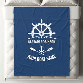 Nautical Anchor Oars Helm Kapten & Boat Namn-flott Fleecefilt