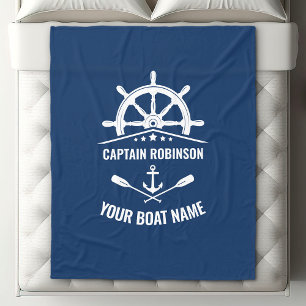 Nautical Anchor Oars Helm Kapten & Boat Namn-flott Fleecefilt