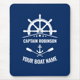 Nautical Anchor Oars Helm Kapten & Boat Namn-flott Musmatta