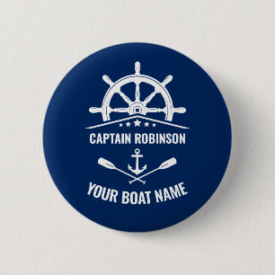 Nautical Anchor Oars Helm Kapten och Boat Namn Knapp