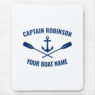 Nautical Anchor Oars Kapten och Boat Namn Blue Musmatta