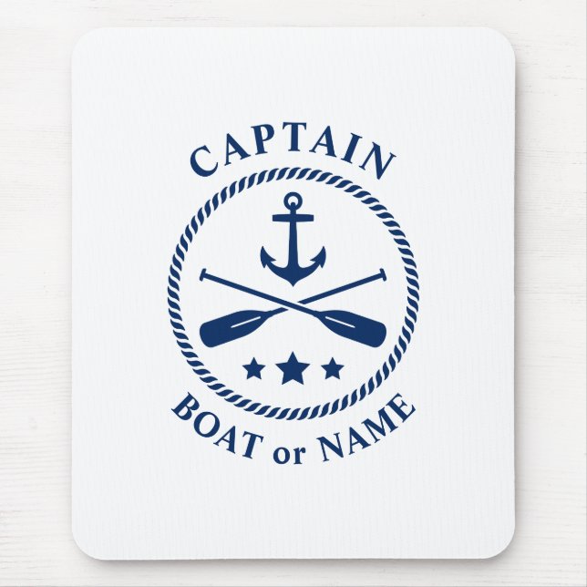 Nautical Anchor & Oars med kapten Boat eller Namn Musmatta (Framsidan)