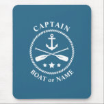 Nautical Anchor & Oars med kapten Boat eller Namn Musmatta<br><div class="desc">Nautical Anchor and oars - Paddles med kapten Titel och Din Personlig Namn eller Namn Mouse Pad.</div>