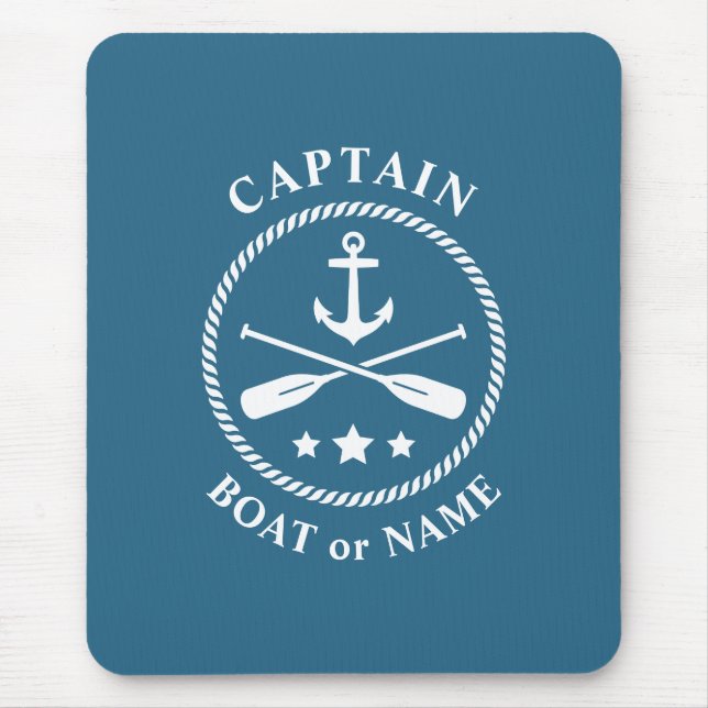 Nautical Anchor & Oars med kapten Boat eller Namn Musmatta (Framsidan)