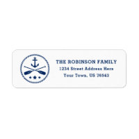 Nautical Anchor Oars Stars Rope Navy Blue Adress