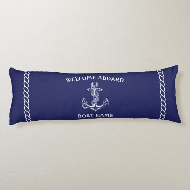 Nautical Anchor och Rope Blue Kroppskudde (Baksidan)