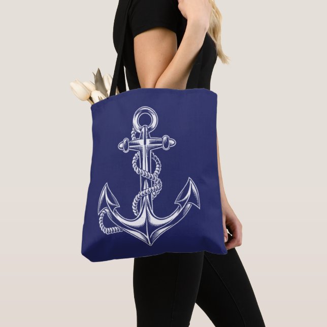 Nautical Anchor och Rope Blue Tygkasse (Närbild)