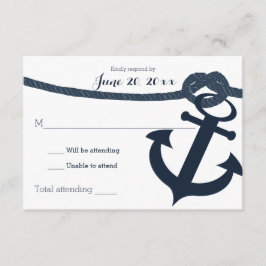 Nautical Anchor och Rope Bröllop Response Mörk OSA Kort