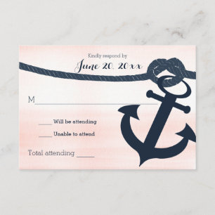 Nautical Anchor och Rope Bröllop Response  OSA Kort