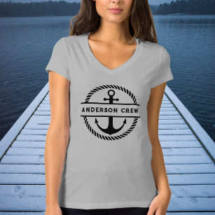 Nautical Anchor och Rope Split Monogram T Shirt