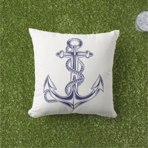 Nautical Anchor och Rope White Dekorativ kudde
