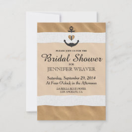 Nautical Anchor on Beach Sand and White Ribbon Inbjudningar