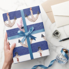 Nautical Anchor on Watercolor Rand Presentpapper